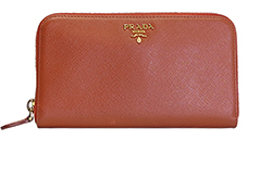 Prada Long Zip Wallet,Orange,Leather,B,AC,2